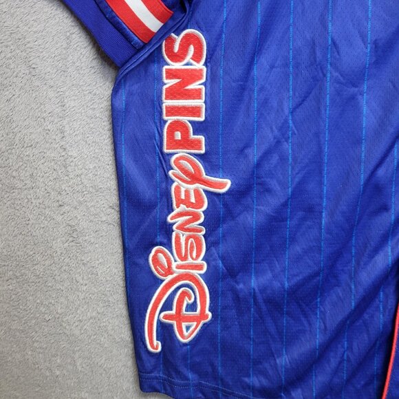 Disney Pin Trader Jersey Adult XL Blue Baseball Button Down Short Sleeve 2025 - Picture 4 of 10